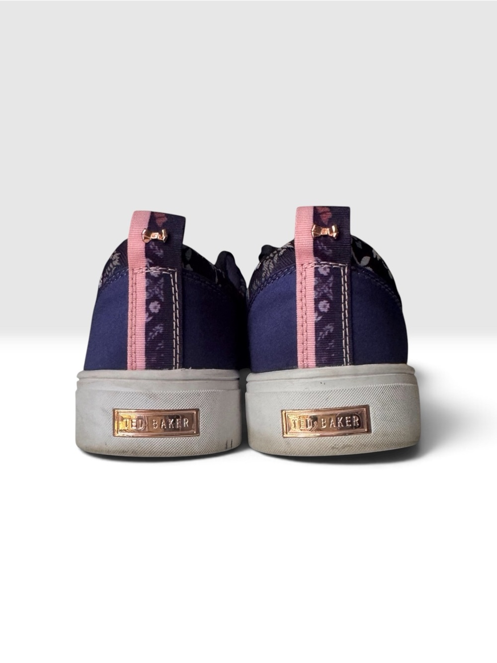 Ted Baker Navy Floral Lace-Up Women's Sneakers with Rose-Gold Accents - Picture 5 of 6